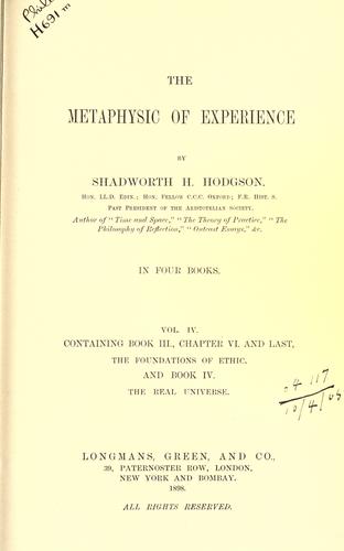 The metaphysic of experience