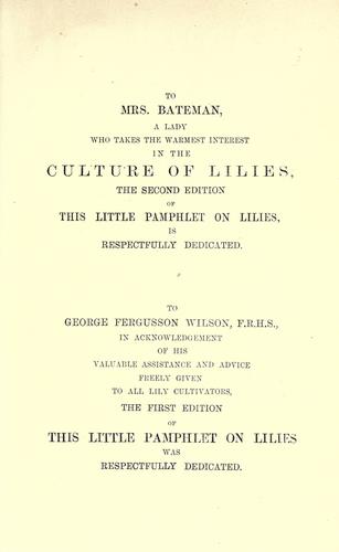 Notes on lilies and their culture.