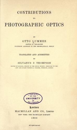 Contributions to photographic optics