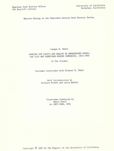 Working for safety and health in underground mines