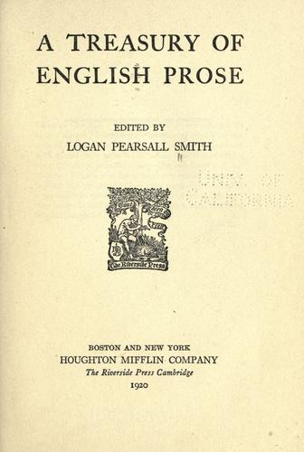 A treasury of English prose