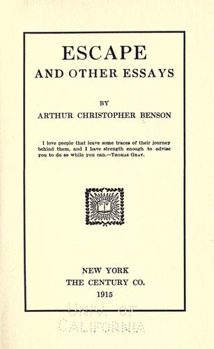 Escape, and other essays
