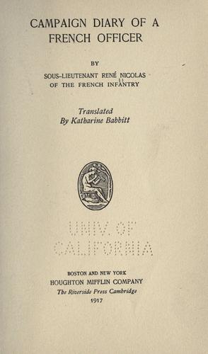 Campaign diary of a French officer