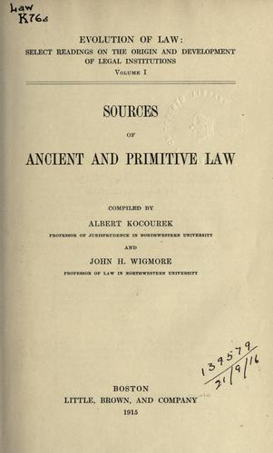 Sources of ancient and primitive law.