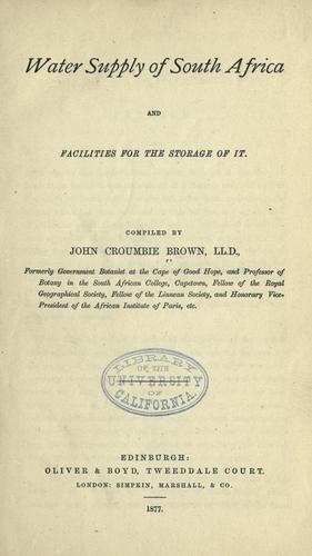 Water supply of South Africa, and facilities for the storage of it.