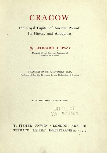 Cracow, the royal capital of ancient Poland