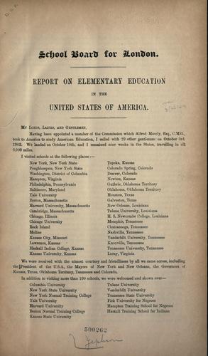Report on elementary education in the United States of America.