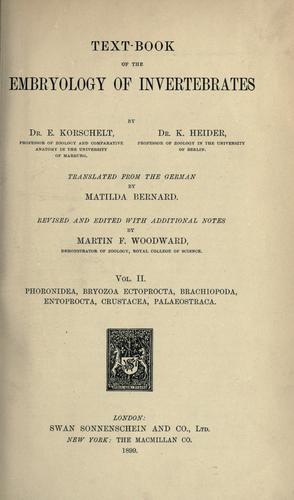 Text-book of the embryology of invertebrates