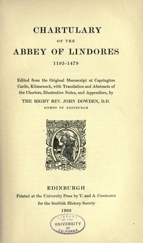 Chartulary of the abbey of Lindores, 1195-1479