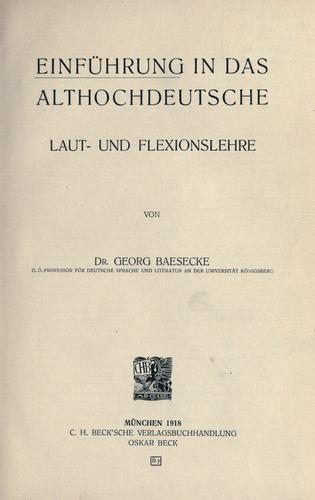 Einführung in das althochdeutsche Laut- und Flexionslehre