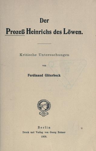 Der Prozess Heinrichs des Löwen