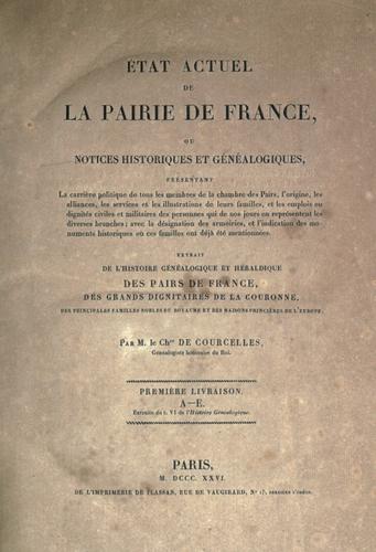 ©ØEtat actuel de la pairie de France