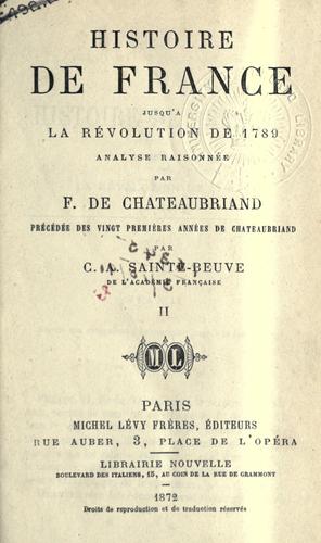 Histoire de France jusqu'à la révolution de 1789, analyse raisonnée.