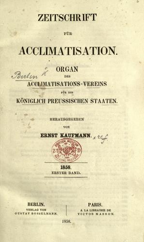 Zeitschrift fur Acclimatisation.