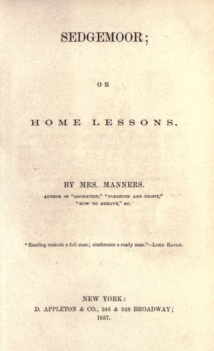 Sedgemoor, or, Home lessons