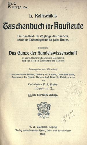 L. Rothschilds Taschenbuch für Kaufleute