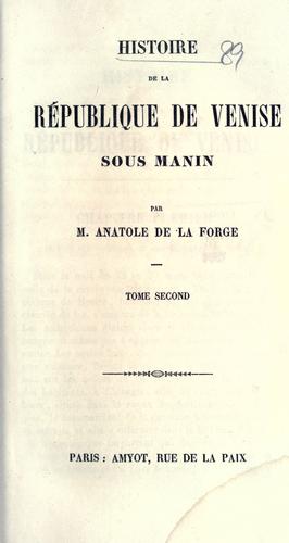 Histoire de la république de Venise sous  Manin