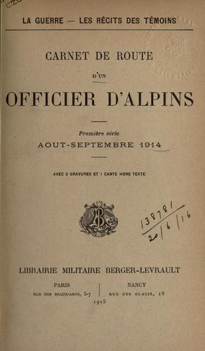 Carnet de route d'un officier d'Alpins.