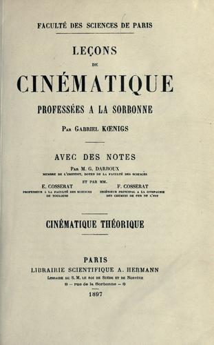 Leçons de cinématique, professées à la Sorbonne