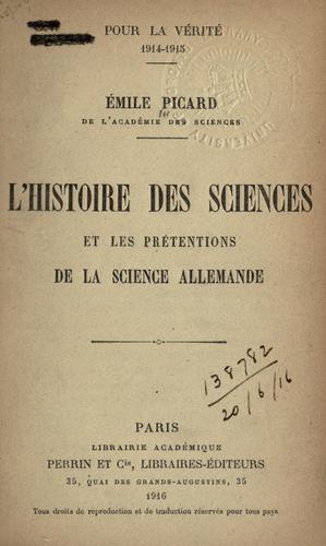L' histoire des sciences et les prétentions de la science allemande.