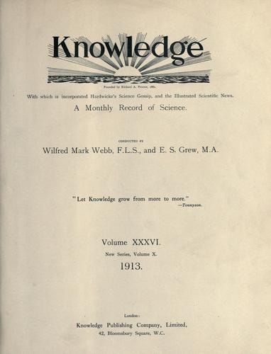 Knowledge.  v. 1-40; Nov. 1881-Dec. 1917.