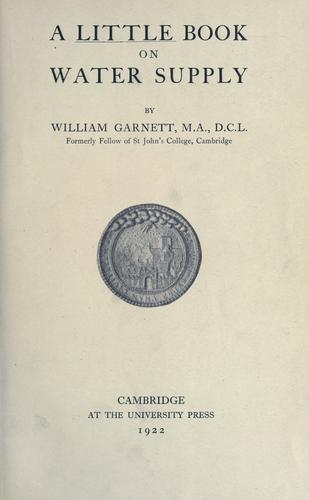 A little book on water supply