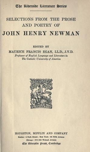 Selections from the prose and poetry of John Henry Newman