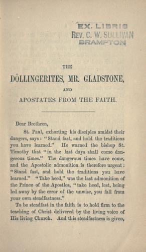The Döllingerites, Mr. Gladstone, and apostates from the faith