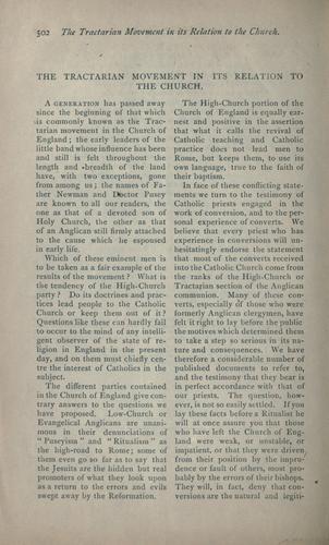 The Tractarian movement in its relation to the Church.