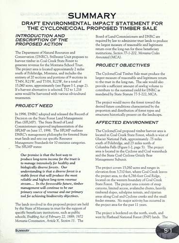 Cyclone/Coal timber harvest project