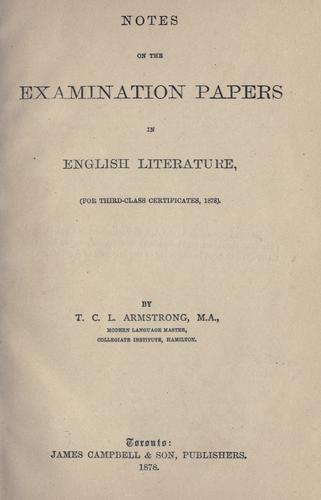 Notes on the examination papers in English literature