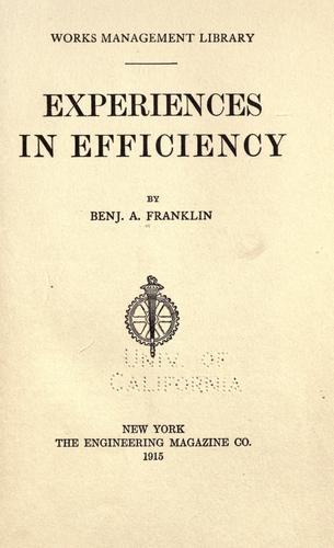 ... Experiences in efficiency