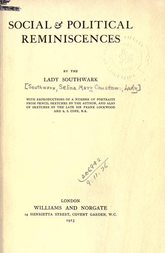 Social & political reminiscences