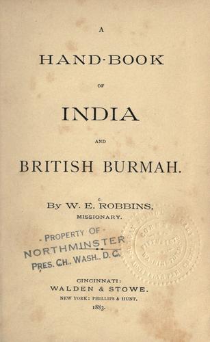 A hand-book of India and British Burmah.