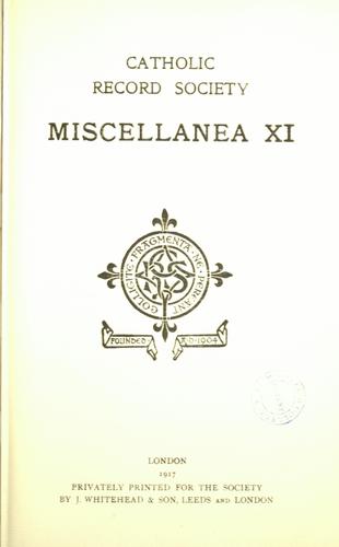 Miscellanea XI.