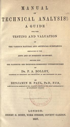 Manual of technical analysis