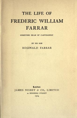 The life of Frederic William Farrar