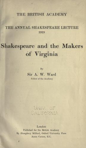 Shakespeare and the makers of Virginia