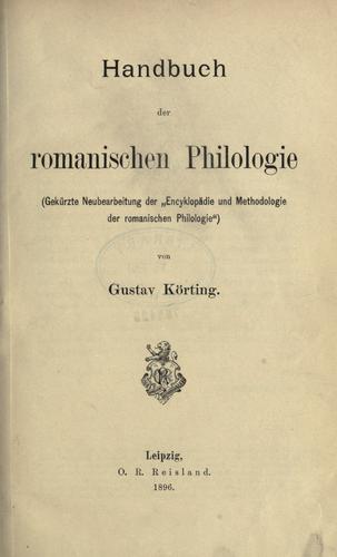 Handbuch der romanischen pholologie.