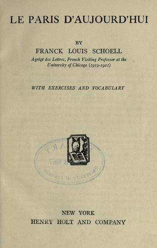 Le Paris d'aujourd'hui