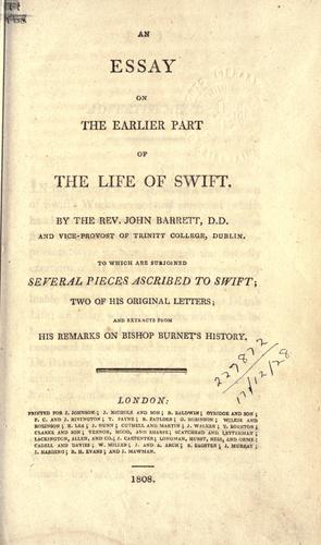 An essay on the earlier part of the life of Swift