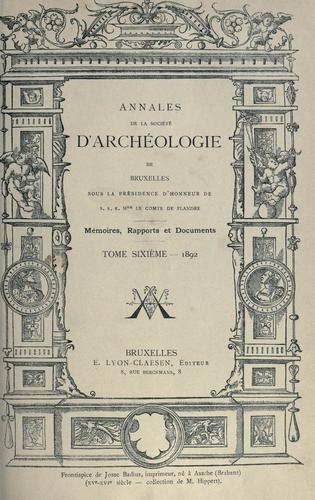 Annales de la Société d'Archéologie de Bruxelles