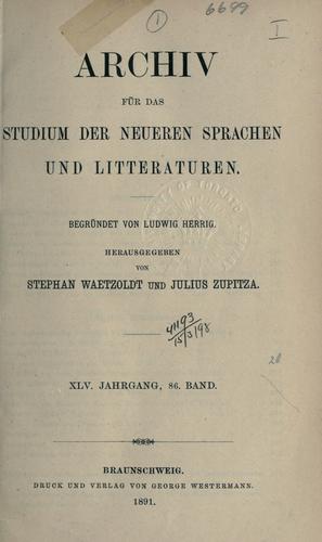 Archiv für das Studium der neueren Sprachen und Literaturen