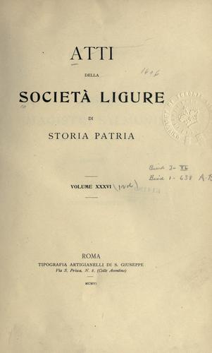 Atti della Società ligure di storia patria