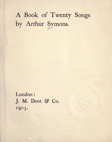 A book of twenty songs.