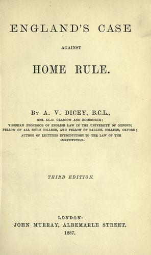 England's case against home rule