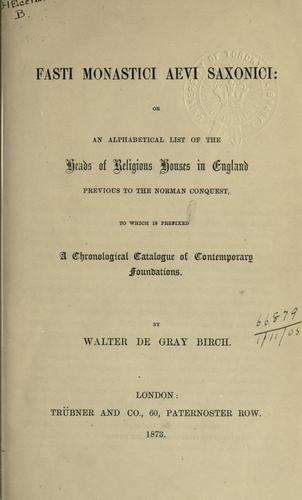 Fasti monastici aevi Saxonici
