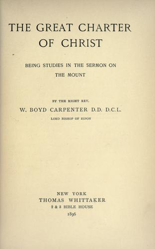 The great charter of Christ