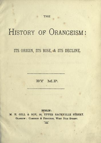 The history of Orangeism