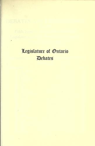 Official report of debates (Hansard) : Legislative Assembly of Ontario =